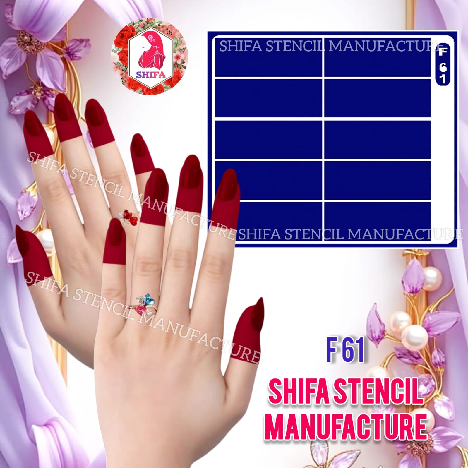 F 61 Solid Block - Sticker Overview - Shifa Stencil Manufacturer